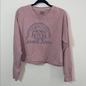 🐆Pink Long Sleeve Women's River Cropped Top!